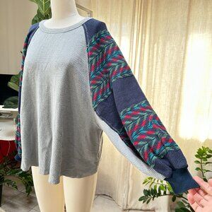 Boho Raglan Knit Pullover Textured Sleeve Sweater women M We The Free